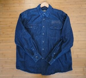 Classic Blue Denim Harley Davidson Shirt with Pockets